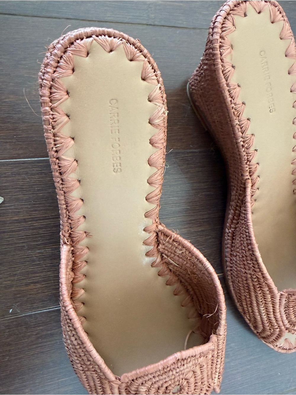 Raffia Slide Mules in Cognac - Picture 5 of 8